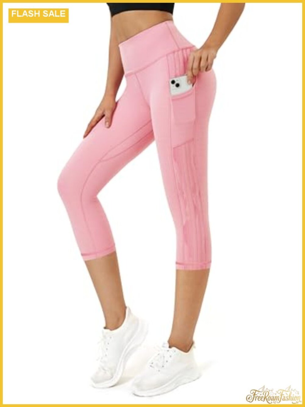Women's Workout Leggings Phone Pocket Running Yoga Pants Capri